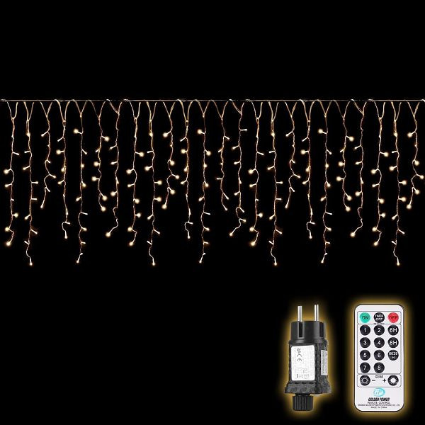 Salcar 5m LED Lichtervorhang Außen, Eisregen Lichterkette Outdoor mit Fernbedienung und Timer, 910086