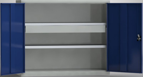 KLW Universalschrank, 1000x1200x490mm, abschließbare Flügeltüren, 1 Schublade, 2 verzinkte Fachböden, alle 20mm verstellbar, 7FN-QH1000TD-0001XRB