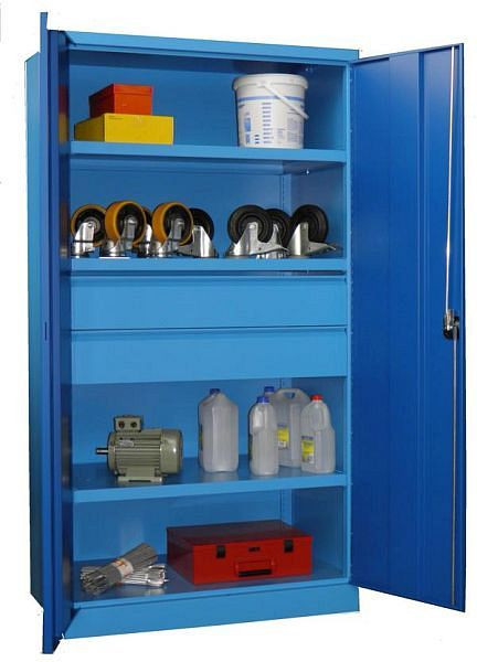 Pavoy Schwerlastschrank 1950/630/1040, Drehgriff, ohne Trennwand, 3 Böden, Schubladen: 2x175, 36362-104-007-735510