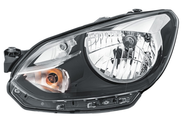 HELLA FF/Halogen-Hauptscheinwerfer, für u.a. VW Up (121, 122, BL1, BL2), schwarz, ECE, für Rechtsverkehr, links, 1EJ 010 670-011