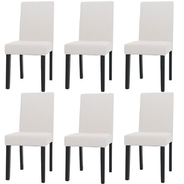 Mendler 6er-Set Esszimmerstuhl Littau, Stuhl Küchenstuhl Hochlehner, Stoff/Textil Cord Holz, creme, dunkle Beine, 107725+107730