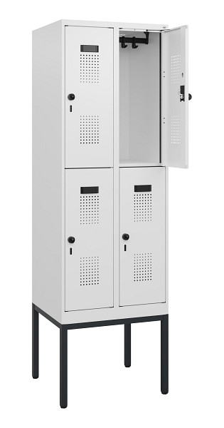 C+P Doppelstock-Spind Evolo PLUS, Gestell, 4 Fächer, 1950x600x500mm, 9016/9016, Drehriegel, 0493305-20 S10023