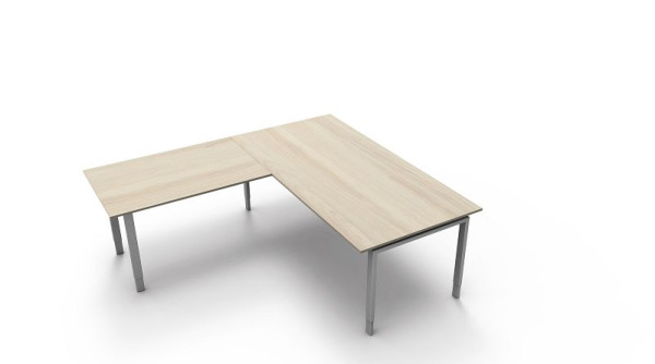 Kerkmann Schreibtisch extragroß / Besprechungstisch B 2000 x T 1000 x H 680-820 mm mit Anbautisch, Form 5, Farbe: Ahorn, 11418350