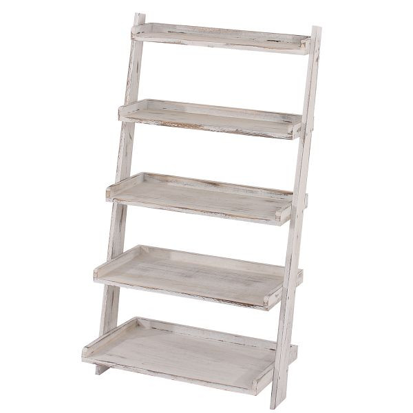 Mendler Regal Standregal Pflanzregal Blumenständer, 119x64x38cm, Shabby-Look, Vintage, weiß, 30433
