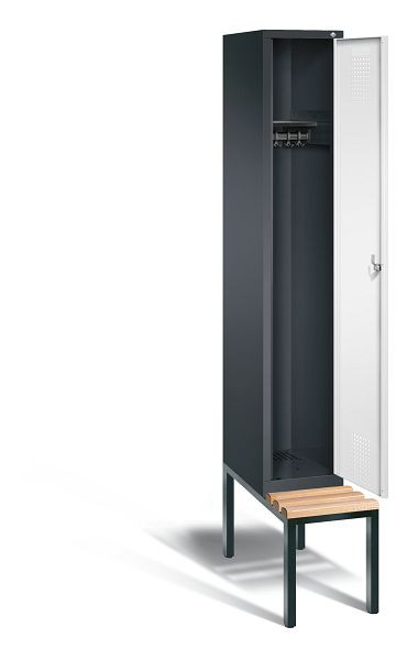C+P Garderobenschrank Evolo, H2090xB320xT815mm, Farbe: Schwarzgrau / Verkehrsweiß, 48050-10 S10082