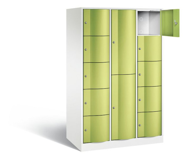 C+P Kombi-Schließfachschrank Resisto, H1950xB1148xT640mm, Farbe: Verkehrsweiß / Viridingrün, 8070-3731 S10025