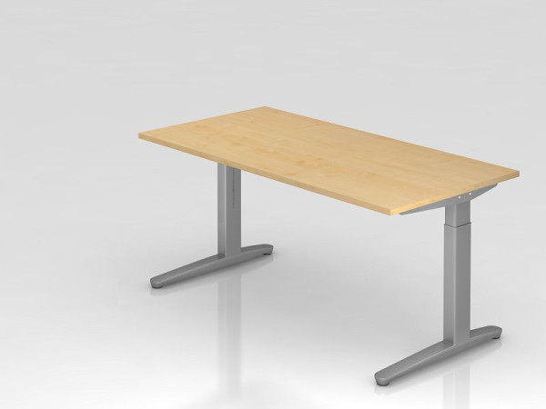 Hammerbacher Schreibtisch C-Fuß 160x80cm Ahorn/Silber, Alu-Kufe Silber (ähnlich RAL 9006), VXB16/3/SS