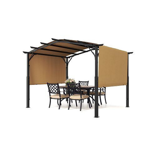 VEVOR Pergola 3x3 m, Gartenpavillon mit gewölbter Oberseite, Schiebedach, robuster Terrassenpavillon, Partyzelt, Pergola für Garten, GXLPL10FTW10QWXVZV0