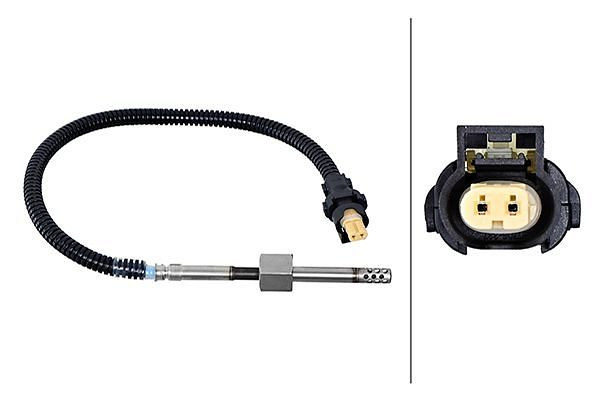 HELLA Sensor, Abgastemperatur - 2-polig - geschraubt - Kabel: 305mm, 6PT 010 376-381