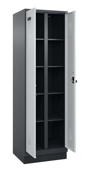 C+P Wäsche-Spind Evolo PLUS, mit Sockel, 2 Abteile, 1950x600x500mm, 7016/7035, Verschluss Drehriegel, 049022-20B S10017