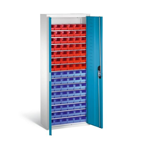 C+P Magazinschrank Serie 13, H1690xB700xT300mm, Farbe: Lichtgrau / Lichtblau, Muldengriff, 133413-25 S10035