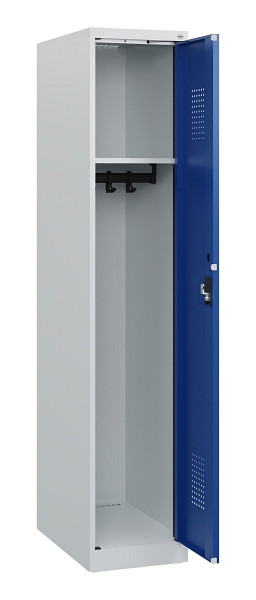 C+P Spind Evolo PLUS, 1 Abteil, 1530x300x500mm, 7035/5010, Zylinderschloss, 0490005-10 S10029