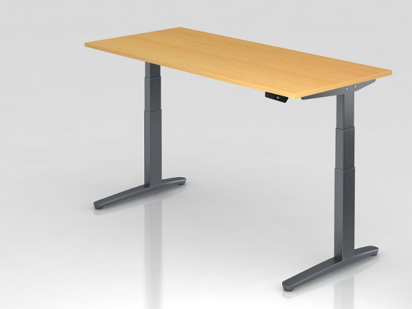 Hammerbacher Sitz-Steh-Schreibtisch elektrisch 180x80cm Buche/Graphit, Rechteckform, VXBHM19/6/GG