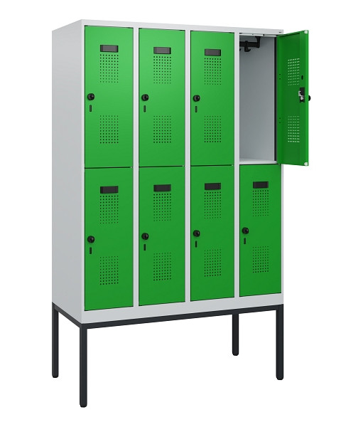 C+P Doppelstock-Spind Evolo PLUS, Gestell, 8 Fächer, 1950x1200x500mm, 7035/6037, Drehriegel, 0493305-40 S10011