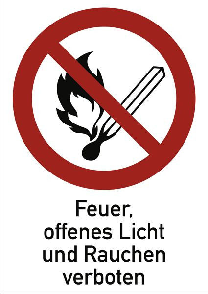 Moedel Feuer, offenes Licht und Rauchen verboten, Kombischild, Aluminium, 131x185 mm, 58742
