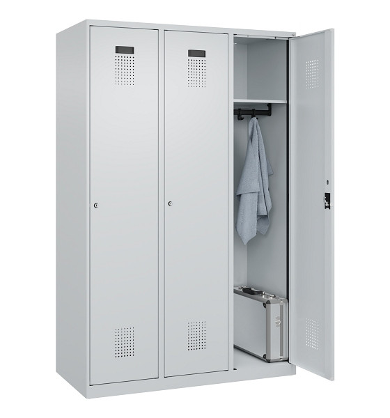 C+P Spind Evolo PLUS, 3 Abteile, 1850x1200x500mm, 7035/7035, Verschluss Zylinderschloss, Ablageböden 3, 049000-32 S10040