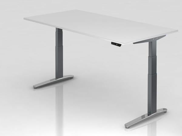 Hammerbacher Sitz-Steh-Schreibtisch elektrisch 200x100cm Weiß/Graphit, poliert, Rechteckform, VXBHM2E/W/GC
