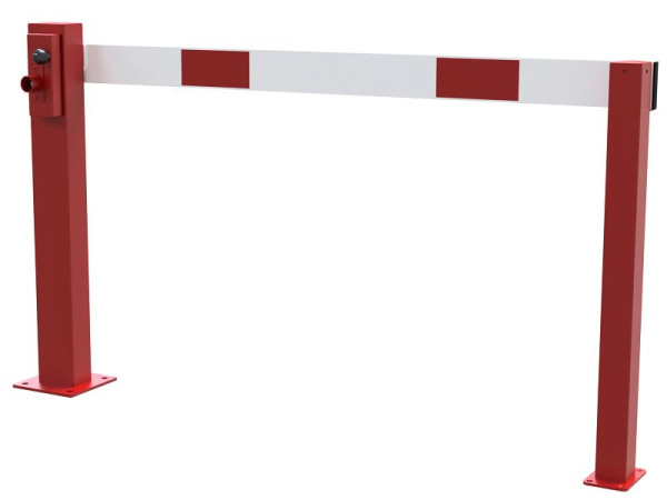 Schake Kompakte Handschranke 1,5m mit fester Auflagestütze, rot / weiß, mit Dreikantverschluss, 4011_150FPB