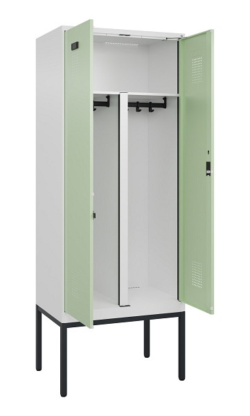 C+P PSA Doppel-Spind Evolo PLUS, Gestell, 2 Abteile, 2120x800x500mm, 9016/6019, Zylinderschloss, 0490327-22P S10046