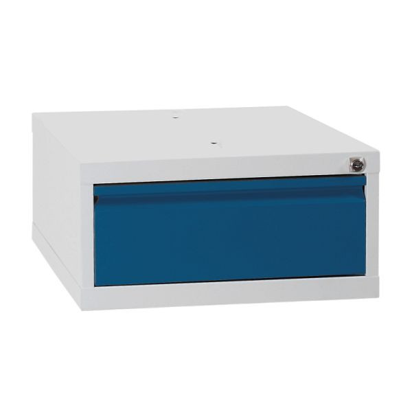 Lüllmann Schubladenmodul, 1 Schublade, 230 x 460 x 550 mm, lichtgrau/enzianblau, 808901