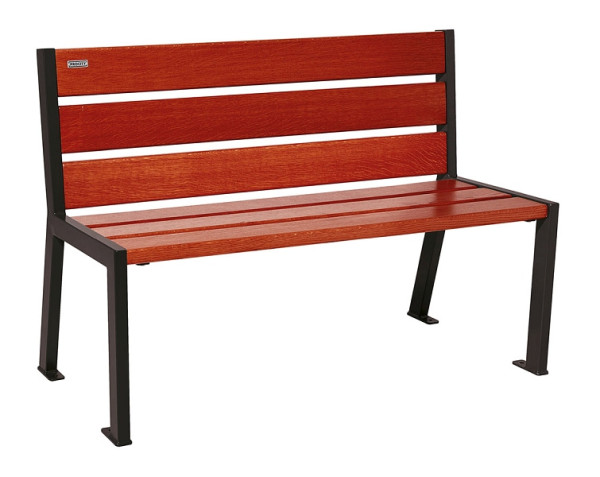 Procity Sitzbank Silaos 6 Holzlatten, 1200 mm, Ohne Armlehne, Holz & Stahl, Mahagoni/RAL 9005, 209601.9005.ACAJ