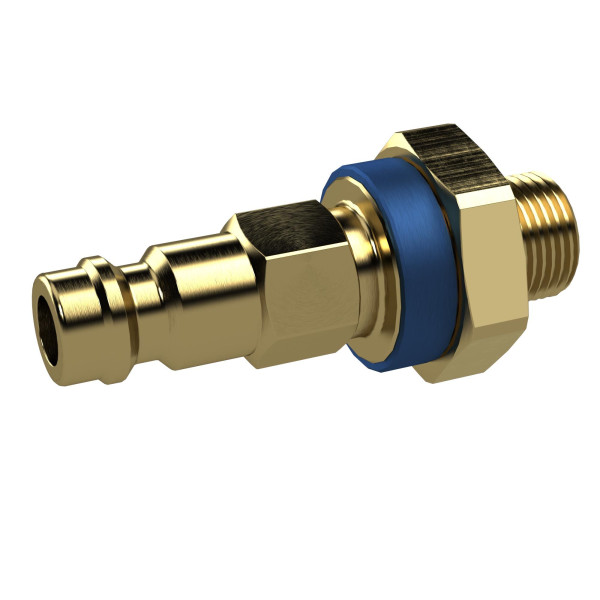 Riegler Unverwechselbarer Nippel NW 5, Messing blank, G 1/8 AG, blau, 137003