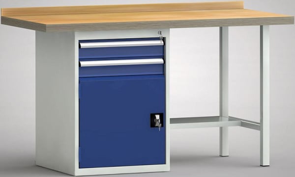 KLW Standard-Werkbank - 1500 x 700 x 840 mm L x T x H, links 2x100EA/Türe 500 mm, WS184N-1500M40-E7022