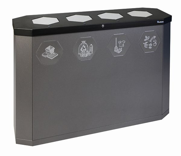 stumpf Sixco 4 swing Recycling-Station, eisenglimmer DB 703, 830x1200x355 mm (HxBxT), 560-180-03