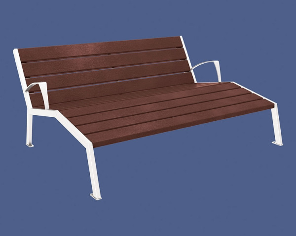 Procity Liegestuhl Silaos®, Mit Armlehne, Stahl & Recycling-Kunststoff, Braun/RAL 9010, 209665.9010