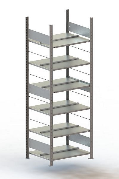 Meta Büro Steckregal Compact GR 2200x750x600 mm, RAL 7035, Bodenanzahl: 6, 20083184