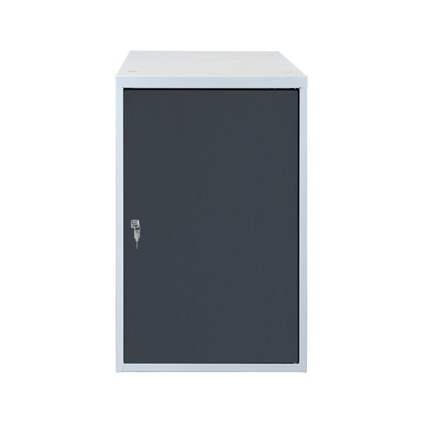ADB Stahlblechschrank als Unterbau für Werkbank, ein Fachboden, Farbe Korpus: grau, RAL 7035, Farbe Tür: grau, RAL 5012, Maße HxBxT: 800x530x700 mm, 41940