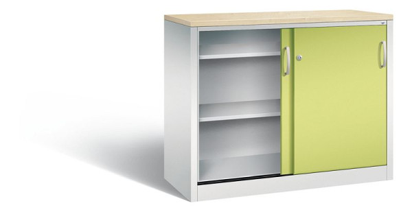 C+P Sideboard mit Schiebetüren Acurado, H1000xB1200xT500mm, Farbe: Lichtgrau / Viridingrün, Bügelgriff, 2056-00 S10149