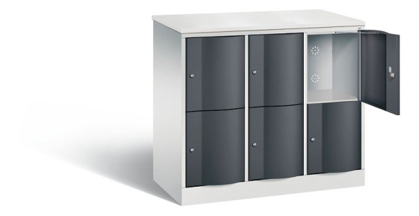C+P Schließfachschrank Resisto, H1077xB1148xT540mm, Farbe: Lichtgrau / Schwarzgrau, 8472-372 S10160