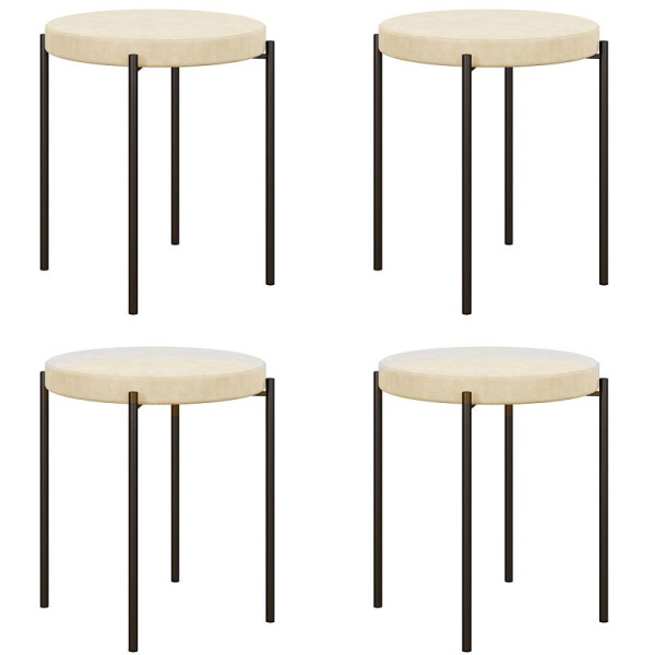 HOMCOM Küchenhocker 4-er Set, stapelbar, Samtoptik, bis 100kg, Stahlrahmen, 41,5 x 41,5 x 46 cm, 835-378V00CW