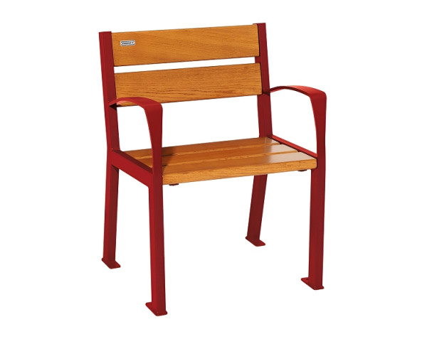 Procity Stuhl Silaos 5 Holzlatten, Mit Armlehne, Holz & Stahl, helle Eiche/RAL 3004, 209510.3004.CHEC