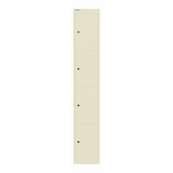 Bisley Schließfachschrank Office, 4 Fächer, Tiefe 457 mm, 669 hellelfenbein, CLK184669