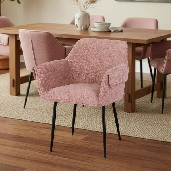 HOME DELUXE Esszimmerstuhl chenille CHENO - 1er Set Rosa, 74242