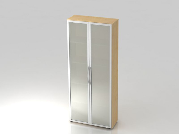 Hammerbacher Glastürenschrank 5OH 34, 6cm tief Bogengriff Ahorn, 80x34,9x188 cm (BxTxH), V4200/3/S/BM