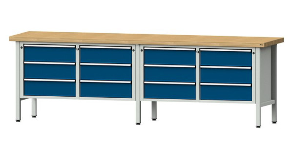 ANKE Werkbänke Kastenwerkbank, Modell 108 V, 2800 x 700 x 900 mm, RAL 7035/5010, BMP 50 mm, 301.447