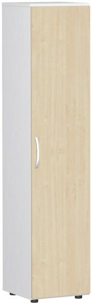 geramöbel Flügeltürenschrank mit Standfüßen, Griff links oder rechts, inkl. Türdämpfer, nicht abschließbar, 400x420x1808, Ahorn/Weiß, S-345100-AW