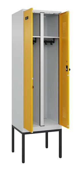 C+P Schwarz-Weiß-Spind Evolo PLUS, Gestell, 2 Abteile, 2120x600x500mm, 7035/1004, Drehriegel, 0490327-20 S10000