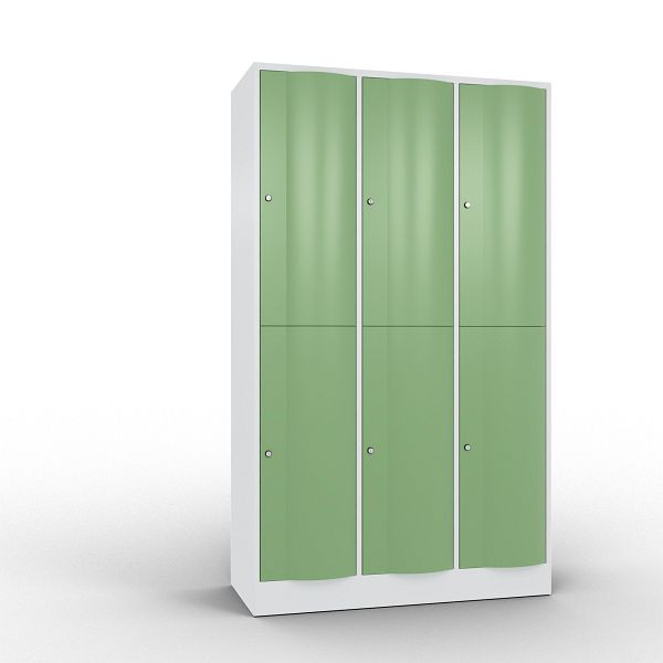 C+P Spind doppelstöckig Resisto, 3 Abteile, H1950xB1148xT540 mm, Grau/Resedagrün, 8270-372 S10071