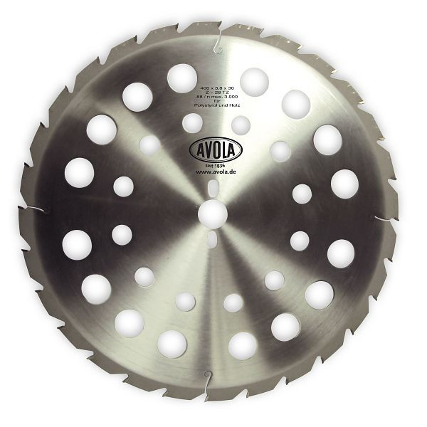 AVOLA Kreissägeblatt, Typ: HM/A/PH für Polystyrol / Holz 400/30 Z28, 05270