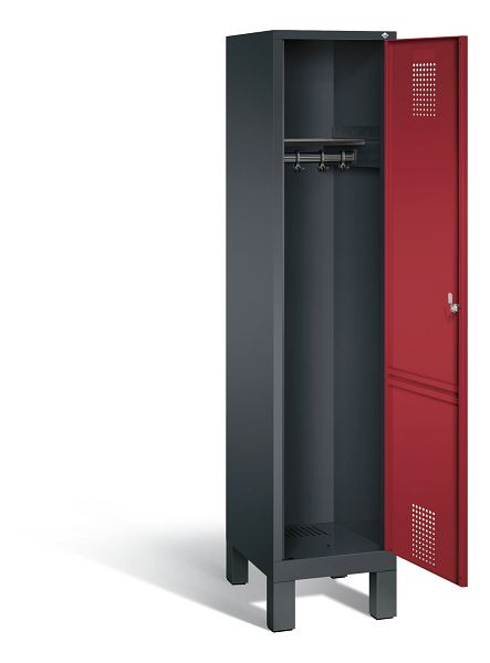 C+P Garderobenschrank Evolo, H1850xB420xT500mm, Farbe: Schwarzgrau / Rubinrot, 48010-12 S10048