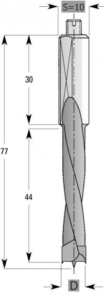 Edessö Dübelbohrer HW S10, hinterfräst, A: 8, B: 44, GL: 77 - LH, 143808002