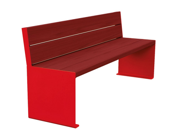 Procity Sitzbank Kube, 1800 mm, Mit Rückenlehne Stahl & Holz Ohne Armlehnen, Mahagoni/RAL 3020, 306384.3020.ACAJ