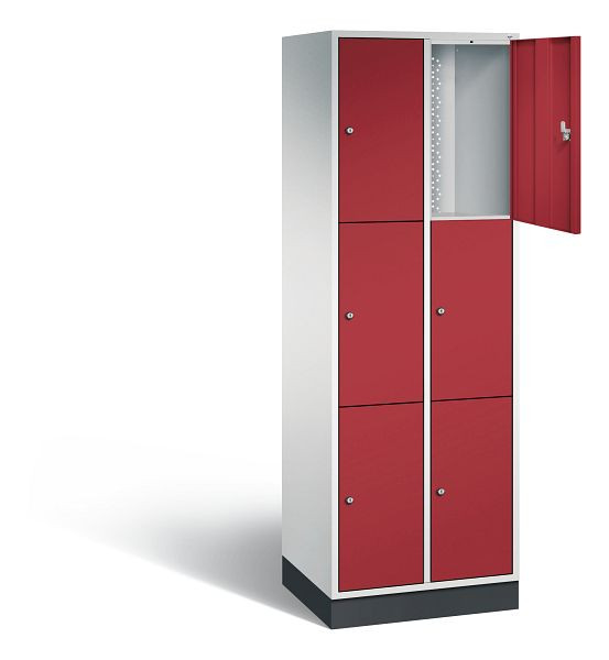 C+P Schließfachschrank Intro, H1950xB620xT490mm, Farbe: Lichtgrau / Rubinrot, 8370-201 S10009