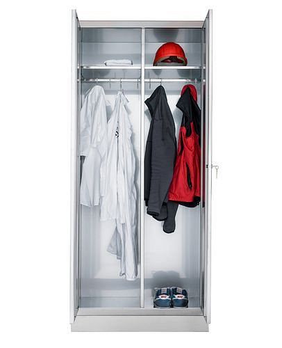 DENIOS Edelstahl-Kleiderschrank Inox, B 800, T 500, H 1800 mm, 251575