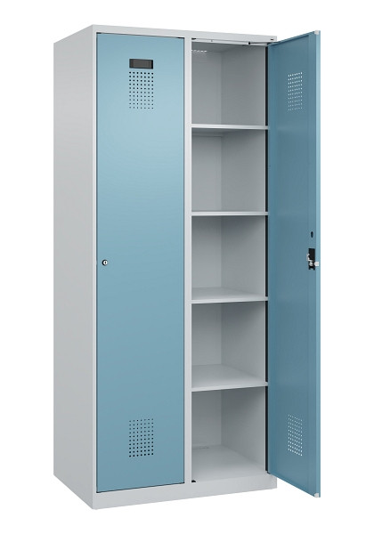 C+P Wäsche-Spind Evolo PLUS, 2 Abteile, 1850x800x500mm, 7035/0010, Verschluss Zylinderschloss, Ablageböden 8, 049000-22B S10036