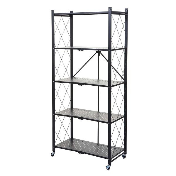 Mendler Regal HWC-J85, Standregal Wohnregal, faltbar/klappbar Stahl, schwarz, 5 Ebenen, 83785